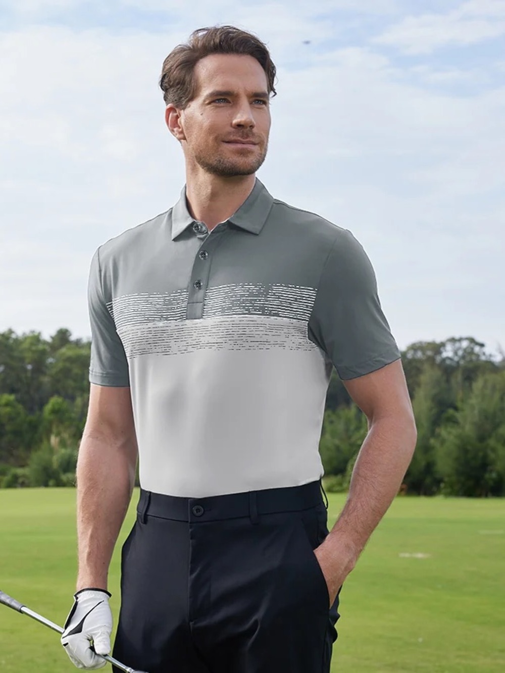 Maelreg Men’s Two-Tone Gray Golf Polo